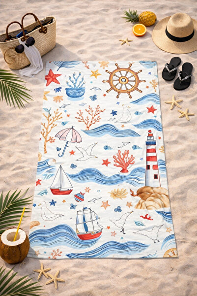 HiraEv Patterned Children's Beach Towel |   Lightweight, Sand-Repellent, Quic...