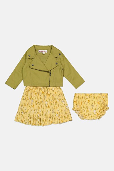NANNETTE Toddlers Girl 2Pcs Solid Jacket And Floral Dress Set, Multicolor