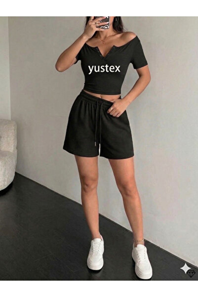 yx yustex sport Γυναικείο μαύρο σορτς oversize άνετης εφαρμογής, ψηλόμεσο, με...