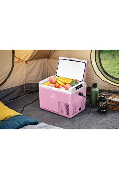 EVACOOL G20 18 Litre 12/24V Kompresörlü Mobil Araç Buzdolabı Pembe
