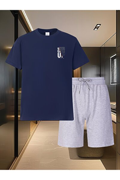 LAVİTTA Never Shorts and Top Tracksuit Set Printed Oversize Crew Neck