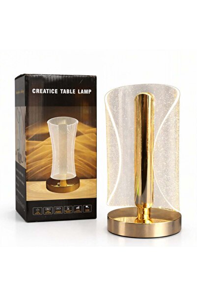 JML1 Lampă LED decorativă 20,5 cm, Model din cristal cu efect sclipitor, 3 mo...