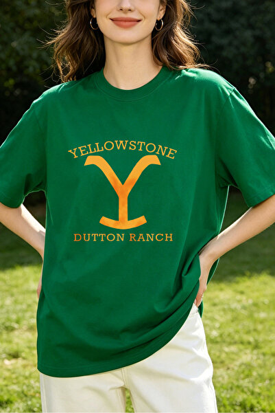 Fleck تي شيرت نسائي بشعار Yellowstone Dutton Ranch ذو تصميم كاجوال كبير الحجم