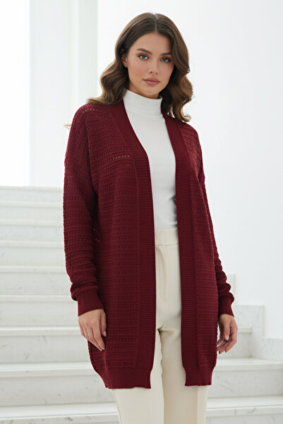 benguen Καλοκαιρινή Βαμβακερή Ζακέτα R7193 Βουργουνδίας