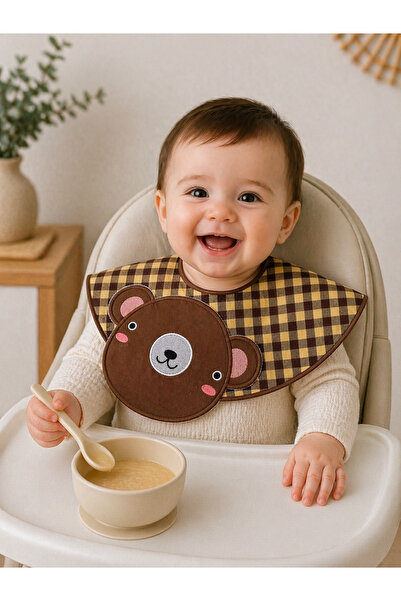 greenmoss Wide Collar Baby Food Bib/Collar with Bear Figure
