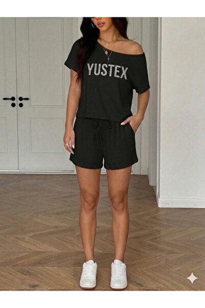 yx yustex sport Γυναικείο μαύρο σορτς oversize άνετης εφαρμογής, ψηλόμεσο, με...