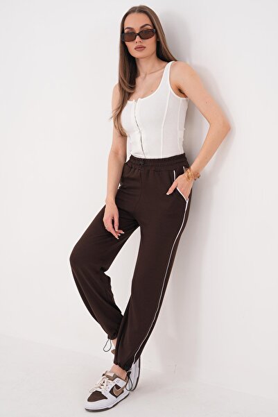 ŞİMAL Women's Stoppered Ribbed Single Bottom Tracksuit 260544 -