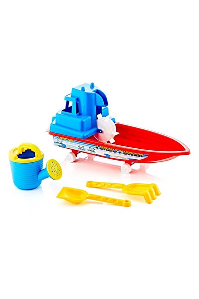 Güçlü Toys Set 4 jucarii plaja cu barca de pescuit Mobidiky Red