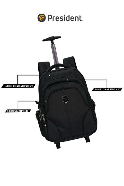 President 18-Inch Rolling Backpack Trolley Bag - 1680D Ballistic Nylon, Water...