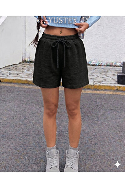 yx yustex sport Γυναικείο μαύρο σορτς oversize άνετης εφαρμογής, ψηλόμεσο, με...