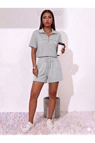 CANDERO Σορτς - Γυναικείο γκρι σορτς oversize με άνετη εφαρμογή, ψηλόμεσο με ...