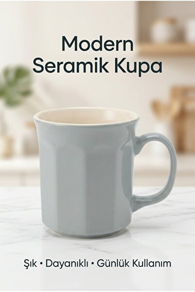 Shuvae Pastel Gri Seramik Kupa 270 ml – Modern Tasarım Kahve & Çay Bardağı