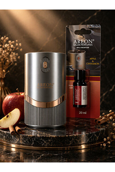 Areon Aromatik Difüzör Gümüş (Klasik Metal) + Apple Cinnamon