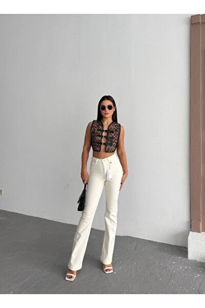 Coşkun GİYİM Γυναικείο τζιν παντελόνι με ψηλόμεσο ραμμένο μπατζάκι Relax NATU...