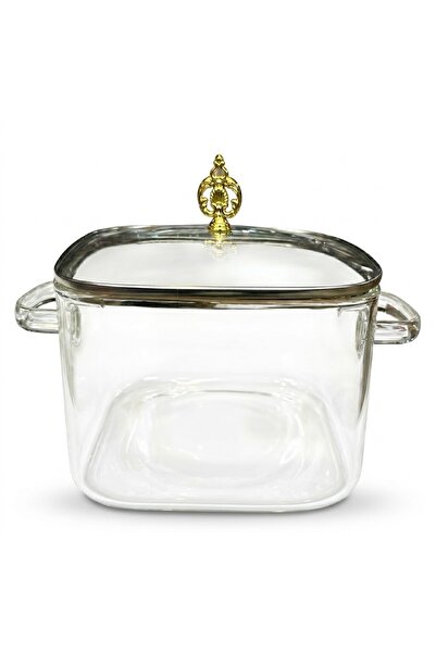 OEM Τετράγωνη Βοριοπυριτική Γυάλινη Κατσαρόλα με Δύο Λαβές και Καπάκι, 5.0L