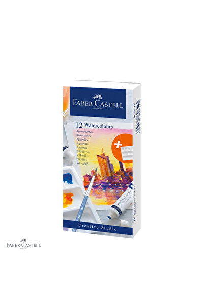 Faber Castell Set de tempere Faber-Castell, 12 culori în tuburi de 9ml, cu pa...