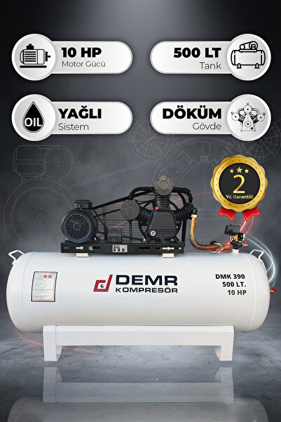 Demr Kompresör Hava Kompresörü Pistonlu 500 Lt 3 Kafa 12 Bar 10 Hp IDMK390