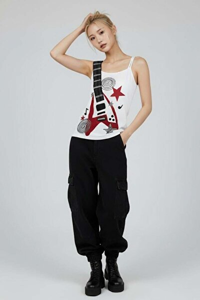 Karakedi Λευκό κορδόνι για κιθάρα Y2K με λουράκι