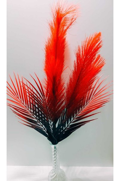 OSO HOME Yapay Çiçek Kırmızı-Siyah Eğrelti Pampas Demeti 75 CM