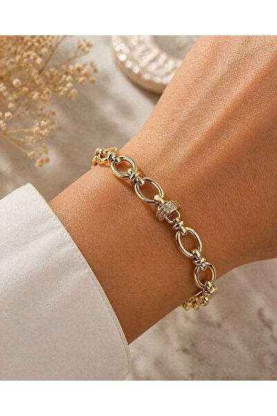 Home Cm Jewelry Oval Chain Bracelet – Gold Premium Stylish Design |   Adjustable