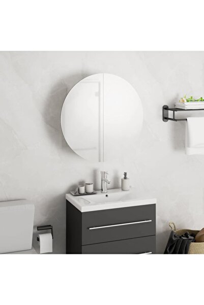 vidaxl Ντουλάπι Μπάνιου με Στρογγυλό Καθρέφτη&LED 40x40x17,5 εκ.