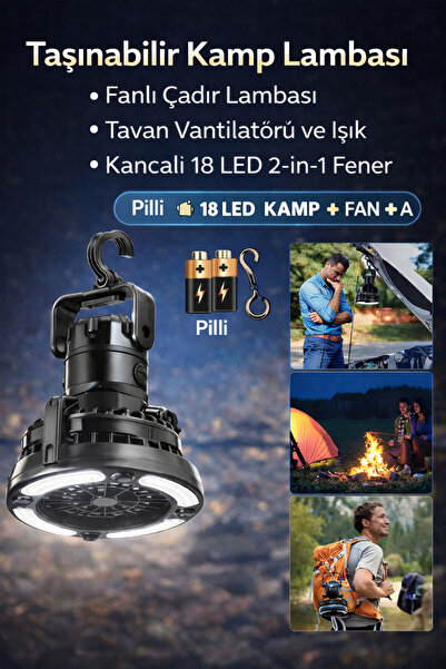Genel Markalar Taşınabilir Kamp Lambası, Fanlı Çadır ve Tavan Vantilatörü, Ka...