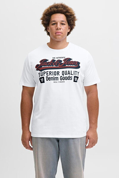 Jack & Jones Μπλουζάκι με στάμπα στο στήθος και λαιμόκοψη μεγάλου μεγέθους - ...