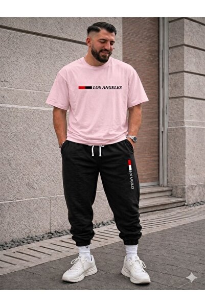 FAEL LİFE Unisex Σετ Φούτερ και Παντελόνι με Στάμπα Λος Άντζελες
