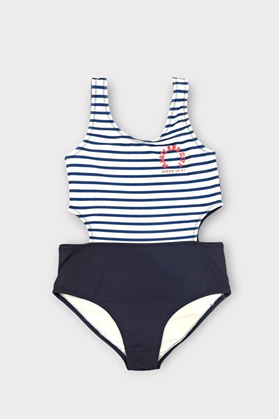 Nilmay mayo Κοριτσίστικο μαγιό Navy Blue ριγέ