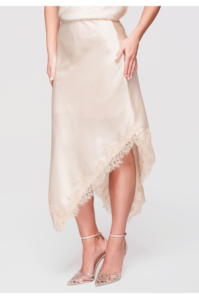 OMBRE Γυναικείο Φούστα Μίντι Ασύμμετρη OW-GL-E0003 Μπεζ