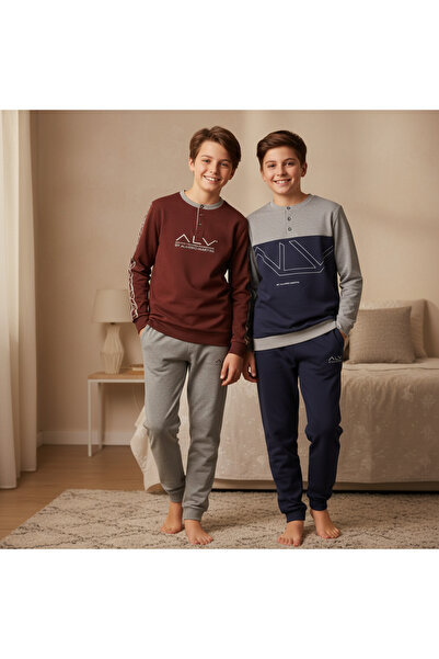 BONBON Young Men's Cotton 2 Pcs 2'Li Pajama Set Al008 V2, Al003 V1 Bb2465