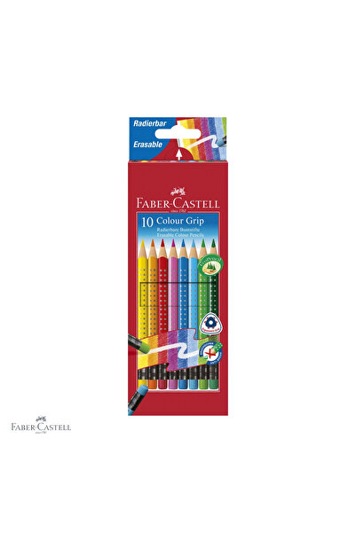 Faber Castell Set de 10 creioane colorate Faber-Castell Grip 2001 cu radieră,...