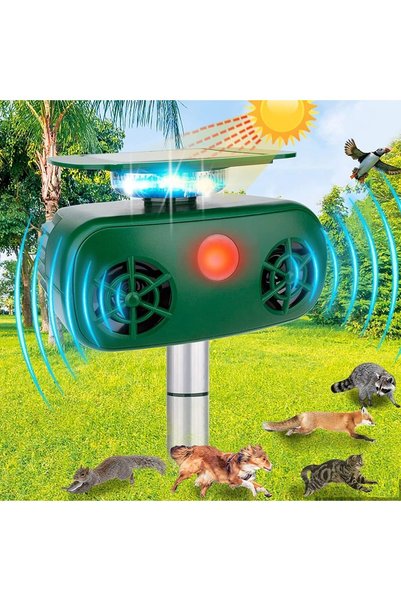 Arabest Solar Ultrasonic Animal Repeller,360-Degree Flash Waterproof Outdoor ...