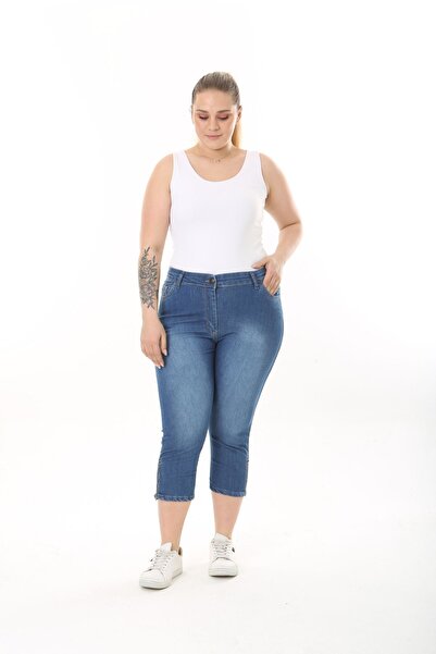 EYLÜL BUTİK Γυναικείο τζιν Κάπρι με ζώνη