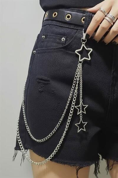 Karakedi سلسلة فضية مكونة من سلسلتين من نوع Starts Pants Chain