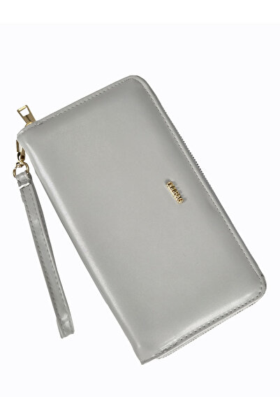 OLLBAG 1018 Leather Large Size Wallet / Clutch Bag Gray