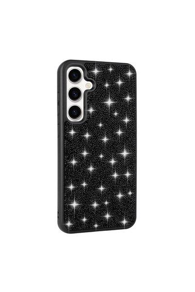 zore Galaxy S24 Compatible Shiny Stone Design Diamond Brsa Case-Black