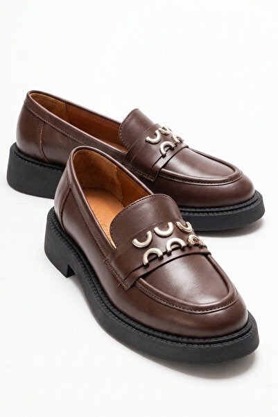 GRADA Γνήσιο δερμάτινο καφέ γυναικείο μεταλλικό κούμπωμα με λεπτομέρειες Γυνα...