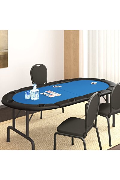 vidaxl Επιφάνεια Πόκερ για 10 Παίκτες Μπλε 208 x 106 x 3 εκ.
