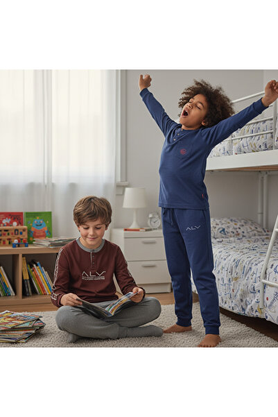 BONBON Young Men's Cotton 2 Pcs 2'Li Pajama Set Al007 V1, Al003 V1 Bb2466