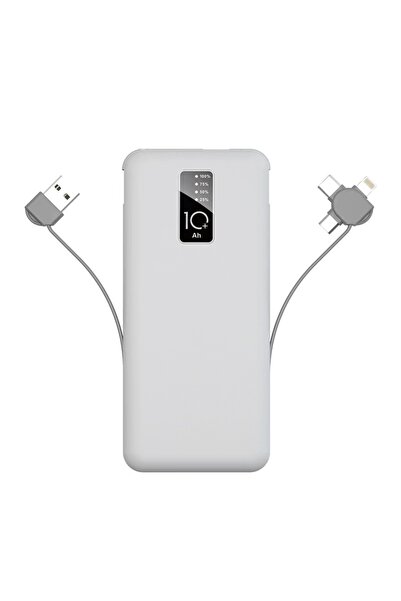 zore Beyaz PW-05 Hızlı Led Göstergeli Micro Lightning Type-C Kablolu Taşınabi...