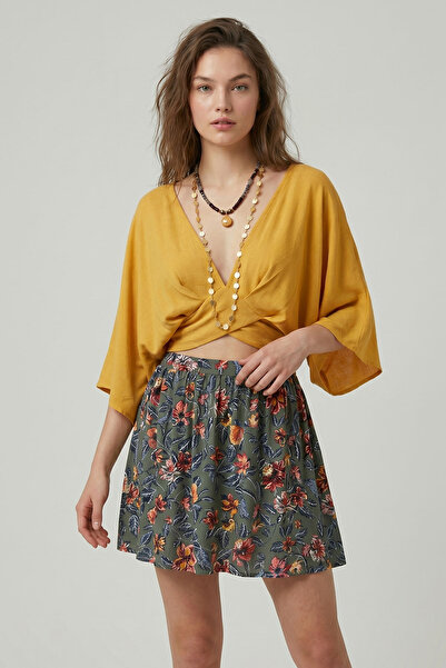 Clandestino Μπλούζα Bohemian Crop με δέσιμο στην πλάτη, κίτρινη