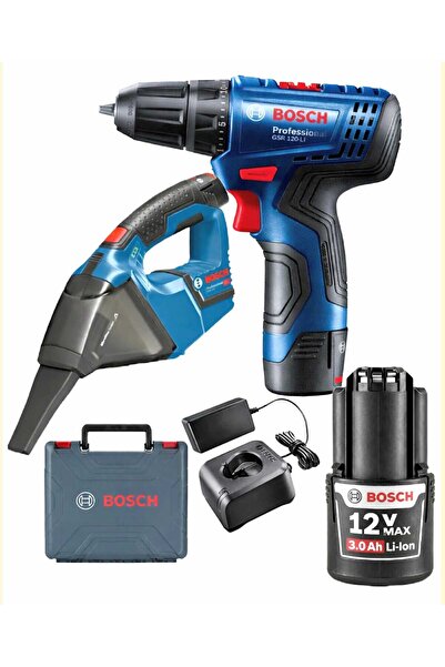 Bosch Gsr 120 Li 3 Ah TEK Akülü Vidalama + Gas 12 Şarjlı Araç SÜPÜRGESİ