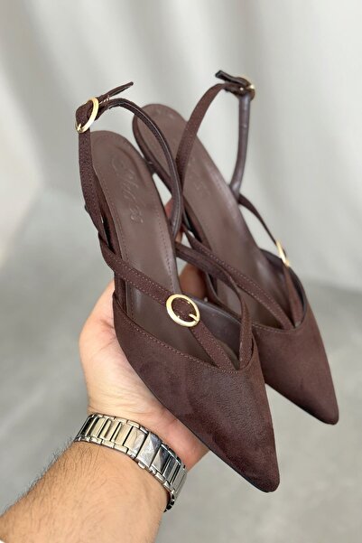 MODAADAM Γυναικεία παπούτσια İssar με χαμηλό τακούνι - Καφέ-Σουέντ