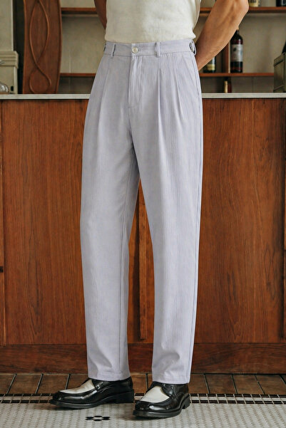 Tarz Cool Men's Pleated Old Money Classic Fabric Trousers Comfortable Fit Sum...