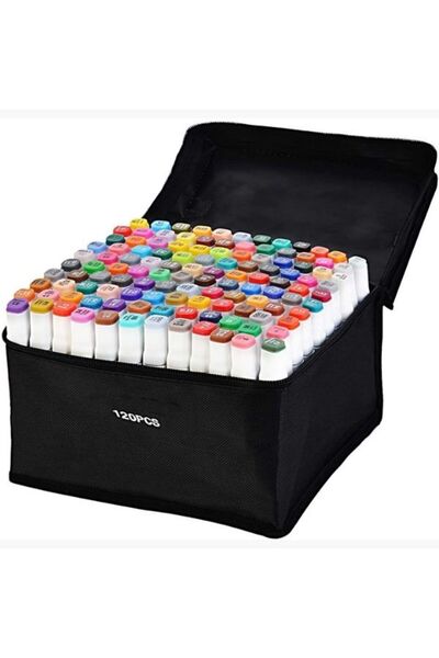 GÜMRÜK BEY مجموعة أقلام تحديد مزدوجة الطرف بـ 120 لونًا - أقلام احترافية للرس...