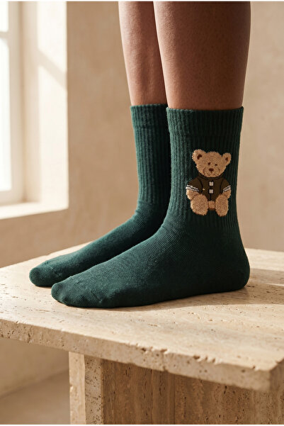 Katia&Bony Unisex κάλτσες με σχέδιο Teddy, σκούρο πράσινο