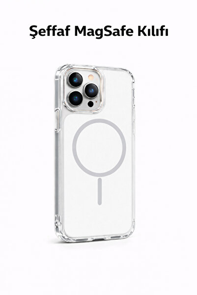 FawCase IPhone 14 plus Uyumlu Sefaf Magesafe Manyetik Telefon Kılıfı