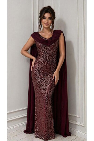 DIFFERENT Beautiful and Elegant Burgundy Sequin Dress