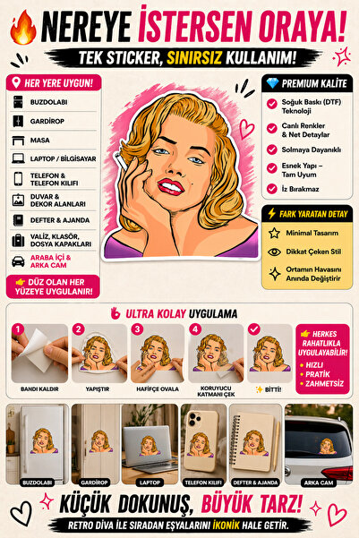 Rabona Fashion Retro diva žena figurirana hladna štampa nalepnica
